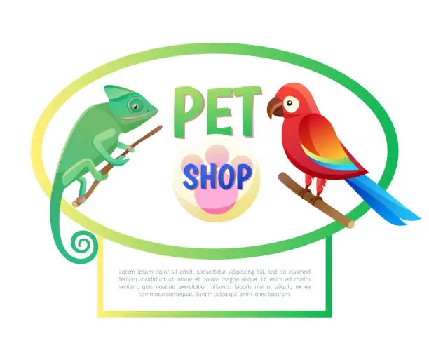 Vector illustration of Pet Shop Poster with Animals Vector Illustration