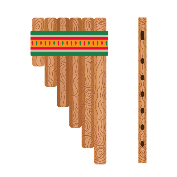 meksykańskie etniczne pan flute instrument muzyczny w mieszkaniu - syringe stock illustrations