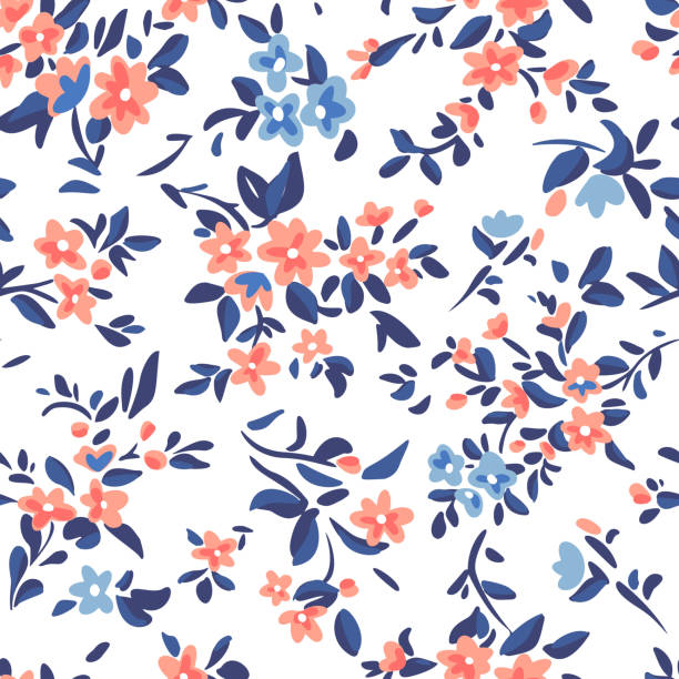 Wild flowers background. Simple flat drawing. Floral seamless pattern made of meadow plants and flowers. Summer nature ornament. Modern flat design. Fashion style for textile and fabric. Wild flowers background. Simple flat drawing. Floral seamless pattern made of meadow plants and flowers. Summer nature ornament. Modern flat design. Fashion style for textile and fabric. small illustrations stock illustrations