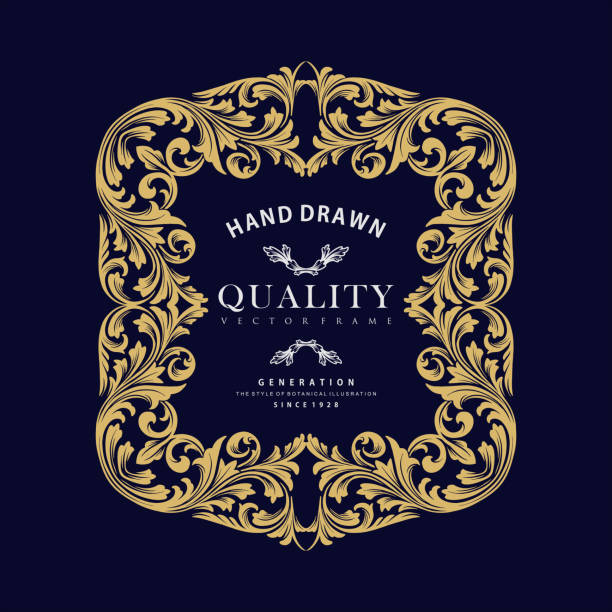 Gold Ornament Luxury Frame Vector for your label bussines and advertising Gold Ornament Luxury Frame Vector for your label bussines and advertising rococo style stock illustrations