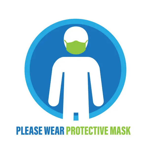 Vector illustration of Man with Face Mask Icon Sign