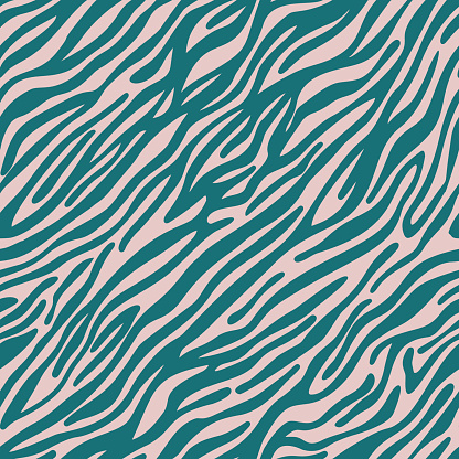 istock Zebra striped lines fur skin print texture seamless pattern. Animal background. Abstract curved lines ornament. Geometric shapes. Good for textile, fabric, fashion design. 1248418582