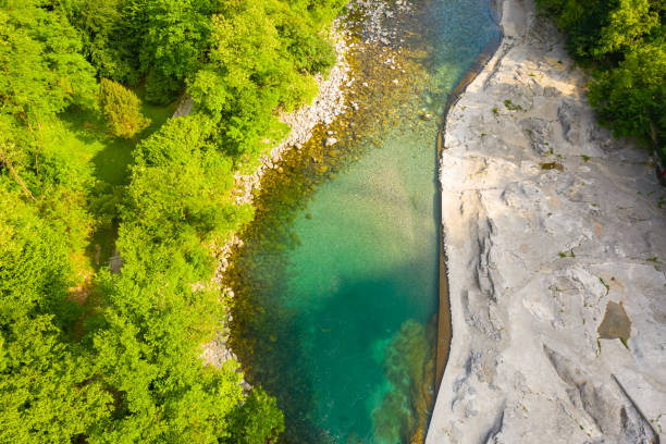 istock Amazing drone view of the Serio river 1248420347
