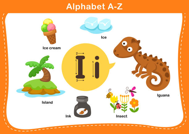 ilustrações de stock, clip art, desenhos animados e ícones de alphabet letter i vector - book sheet education student