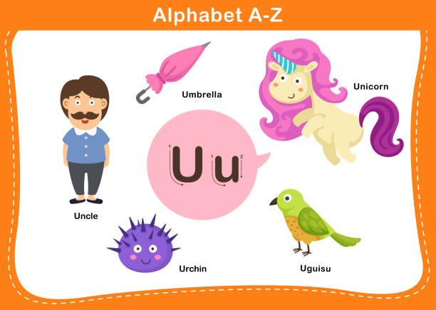 ilustrações de stock, clip art, desenhos animados e ícones de alphabet letter u - book sheet education student