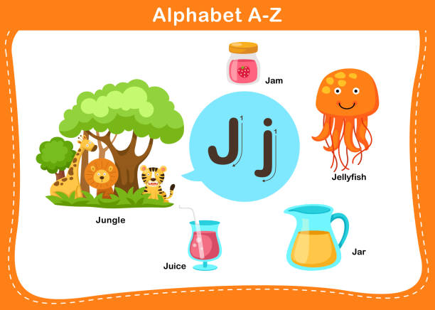 ilustrações de stock, clip art, desenhos animados e ícones de alphabet letter j vector - book sheet education student