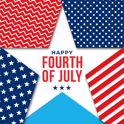 Happy Fourth of July - United Stated independence day greeting. Design for advertising, poster, banners, leaflets, card, flyers and background. Stock illustration