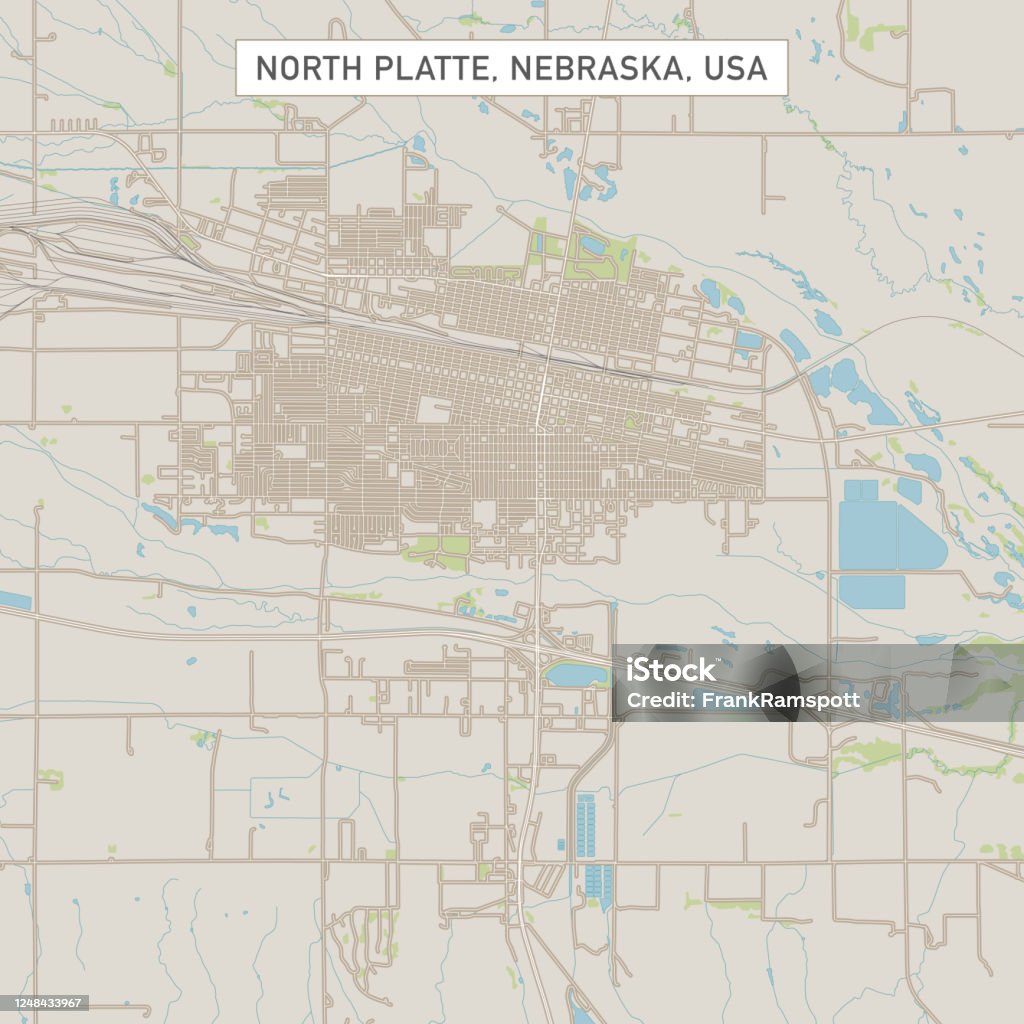 North Platte Nebraska Us City Street Map Stock Illustration Download
