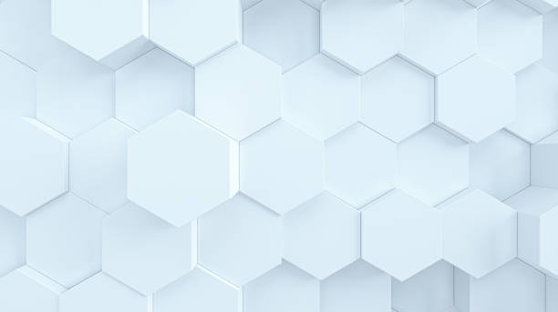 istock Close up hexagonal wall. White background texture, tech or fashion concept. 3d rendering. 1248441051
