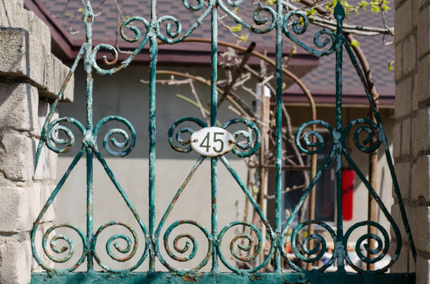 istock Wrought iron fence. Old metal grill. 1248441055