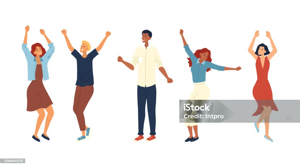 Dance Party Concept Group Of Fashion People Are Dancing Together Satisfied  Characters In Different Dance Poses Smiling Young Men And Women Enjoying Dance  Party Cartoon Flat Vector Illustration Stock Illustration - Download