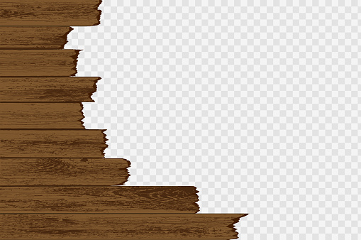 Broken wood boards isolated on a transparent background. Vector illustration