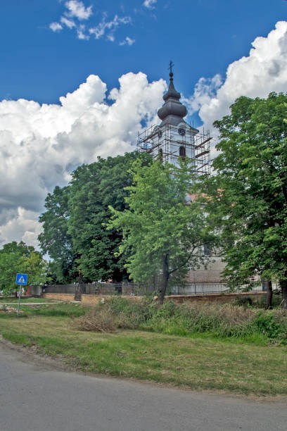 istock Scaffolding around the church tower 1248449714