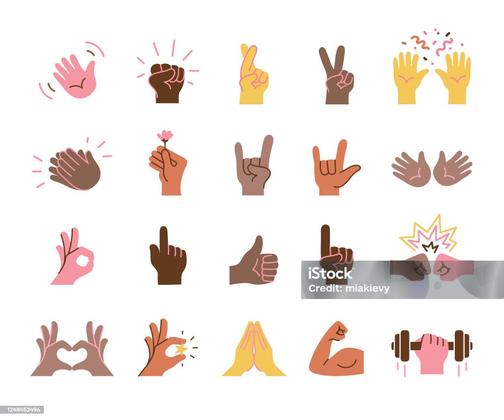 Emoji della mano - arte vettoriale royalty-free di Emoticon