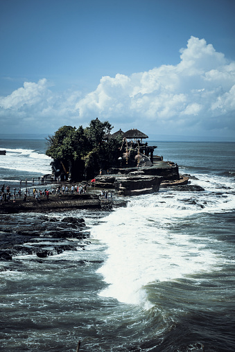 Waves Crashing At Pura Tanah Lot Water Temple, Bali, Indonesia