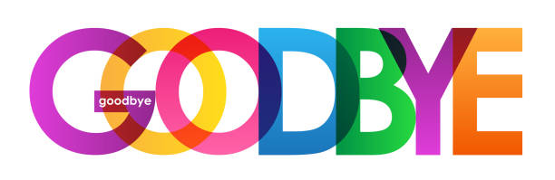 GOODBYE colorful typography banner GOODBYE rainbow gradient vector typography banner goodbye stock illustrations