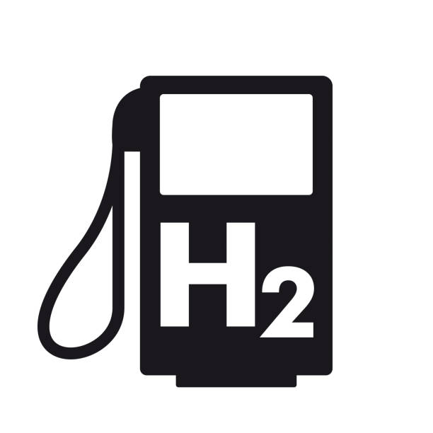 schwarzes h2-gaspumpensymbol - wasserstoff stock-grafiken, -clipart, -cartoons und -symbole