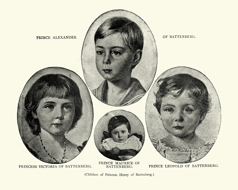 Vintage photograph of Children of Princess Henry of Battenberg