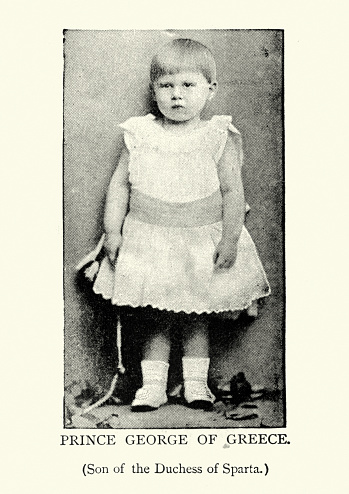 Vintage photograph of Prince George of Greece (later George II of Greece)