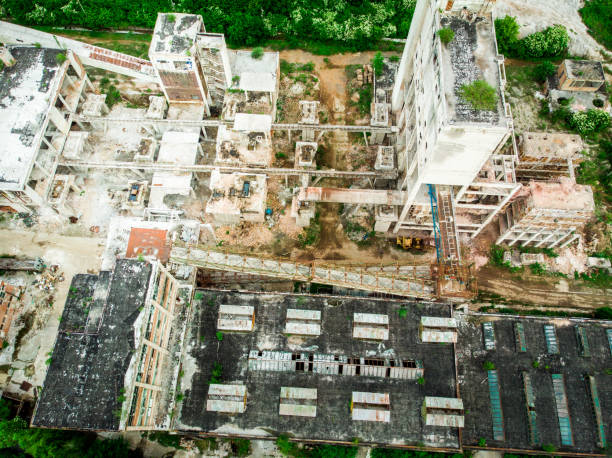 istock Aerial view of abandoned disused mine 1248470281