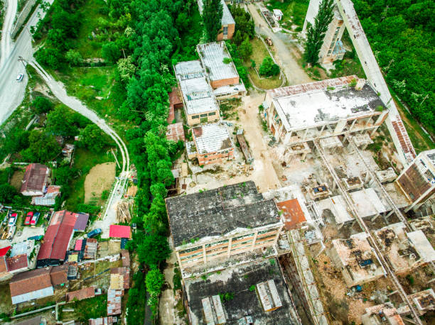 istock Aerial view of abandoned disused mine 1248470286