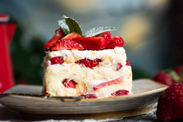 istock Strawberry cake slice on a plate 1248475283