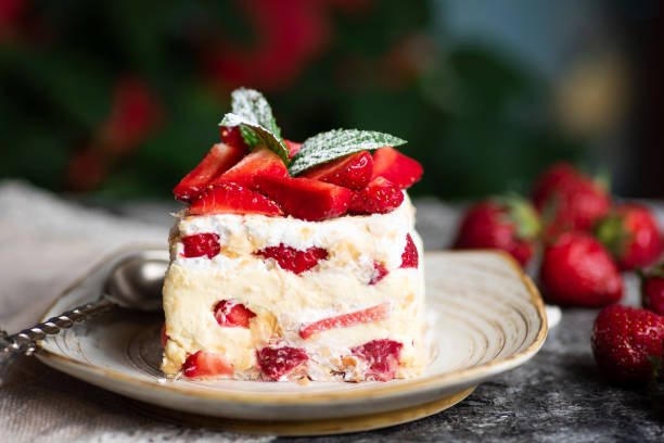 istock Strawberry cake slice on a plate 1248475298