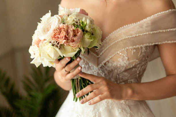 istock Bride with wedding bouquet at wedding day 1248485696
