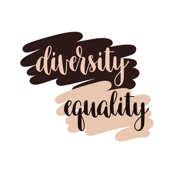 Diversity and Equality typography Diversity and Equality hand lettered typography. Slogan in support of human rights for people of different races, biological sex, gender identity, sexual orientation etc social justice concept stock illustrations