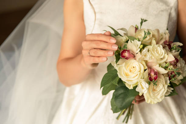 istock Bride with wedding bouquet at wedding day 1248485913