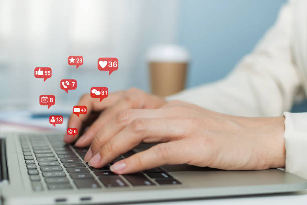 istock businesswoman hands working on digital laptop computer with social network icon on desk at home office, digital marketing, feedback, social network, business finance, media and technology concept 1248486111