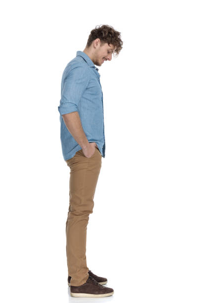 istock happy casual model waiting in line and looking down 1248492947