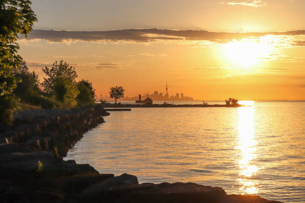 Sunrise over the Ben Machree Park with the Toronto Skyline in the Background in June of 2020