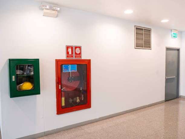 istock fire extinguisher cabinet in the office building For preparing to prevent fire 1248499941