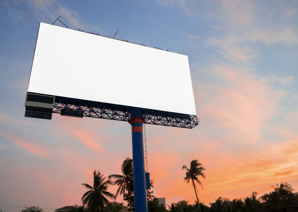 istock Blank billboard at blue sky background, mock up 1248506774