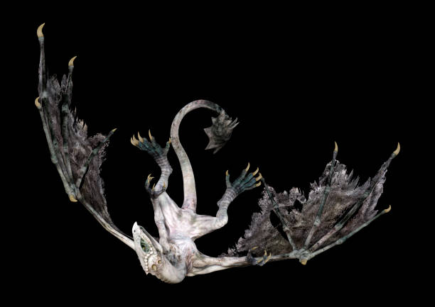 istock 3D illustration fantasy dragon on black 1248507907