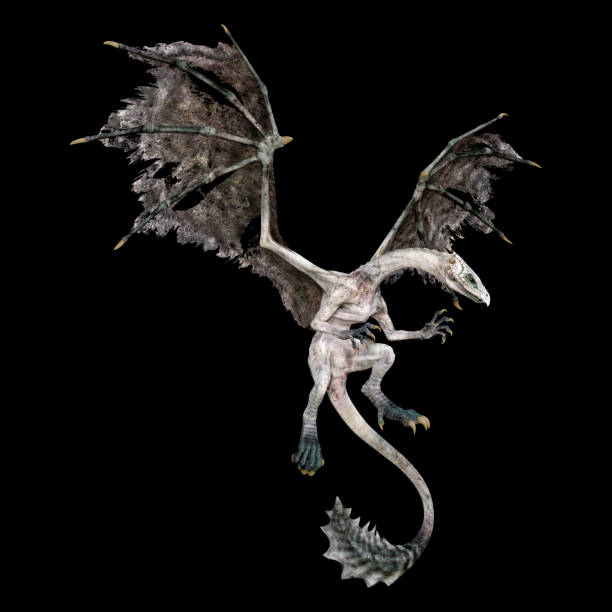 istock 3D illustration fantasy dragon on black 1248508032