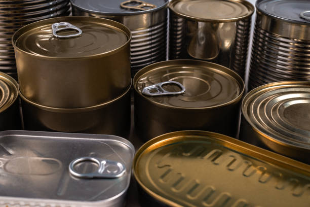 istock Mix of cans isolated on white background. 1248512645