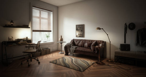 Warm and Cozy Interior Digitally generated warm and cozy home interior design.

The scene was rendered with photorealistic shaders and lighting in Autodesk® 3ds Max 2020 with V-Ray Next with some post-production added. low lighting stock pictures, royalty-free photos & images