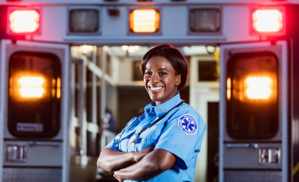 istock African-American woman working as paramedic 1248522235