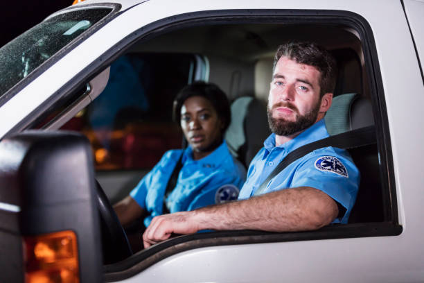 istock Paramedics driving an ambulance 1248523926