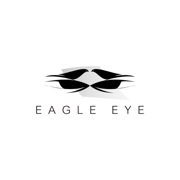 eagle Simple eagle icon and eyes with a white background cartoon of caduceus medical symbol stock illustrations
