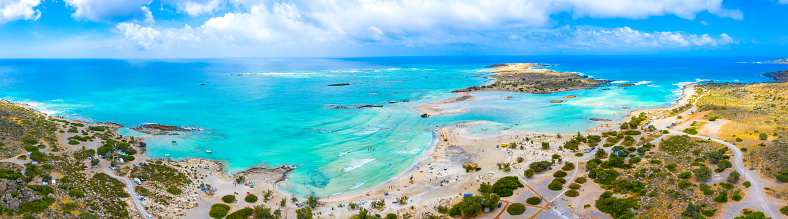 Tropical sandy beach with turquoise water, in Elafonisi, Crete, Greece