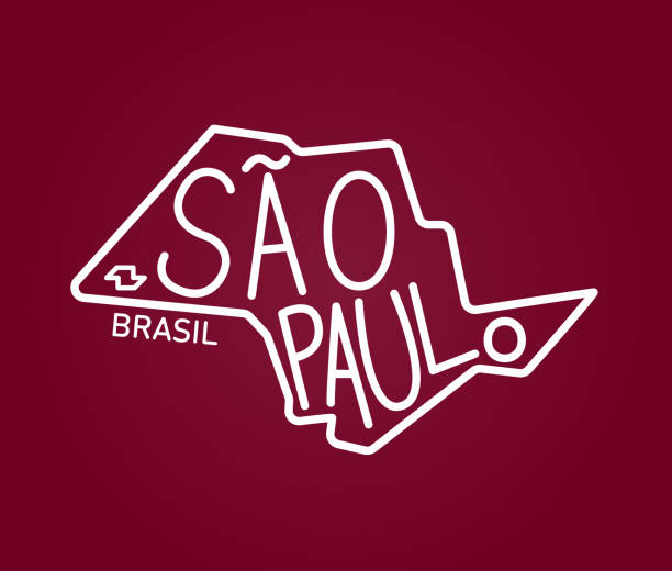 geometryczna mapa brazylijskiego stanu são paulo - sao paulo stock illustrations