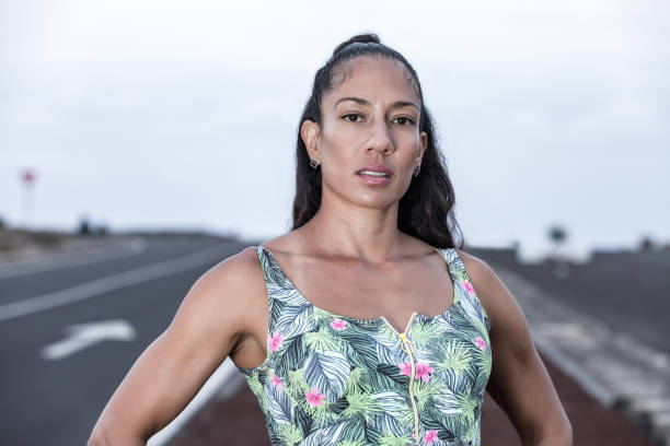 istock Confident ethnic sportswoman looking at camera 1248543815