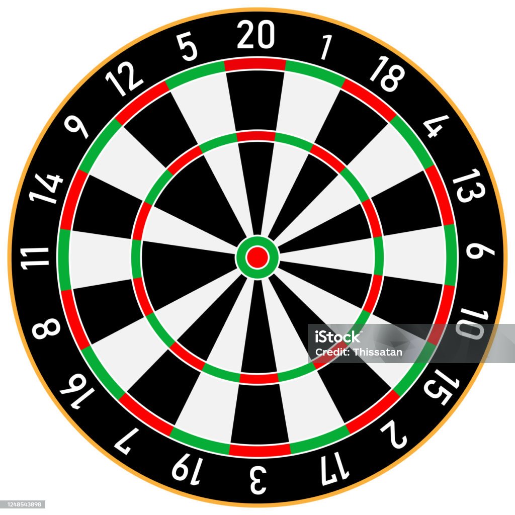 The Classic Board And Darts Arrow Isolated On White Background Stock Illustration - Download Image Now - iStock