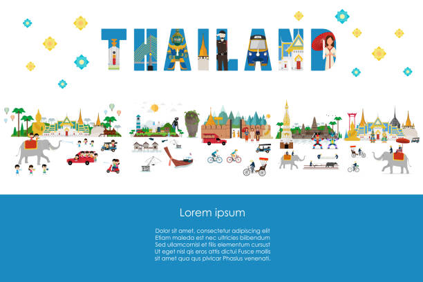 illustrazioni stock, clip art, cartoni animati e icone di tendenza di incredibile viaggio in thailandia - thailand