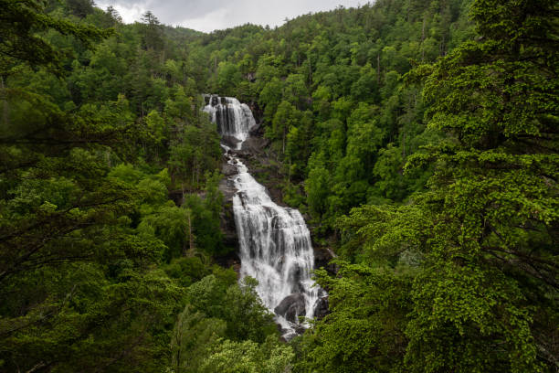 upper whitewater falls – wodospady upper whitewater - blue ridge mountains blue ridge parkway north carolina mountain zdjęcia i obrazy z banku zdjęć