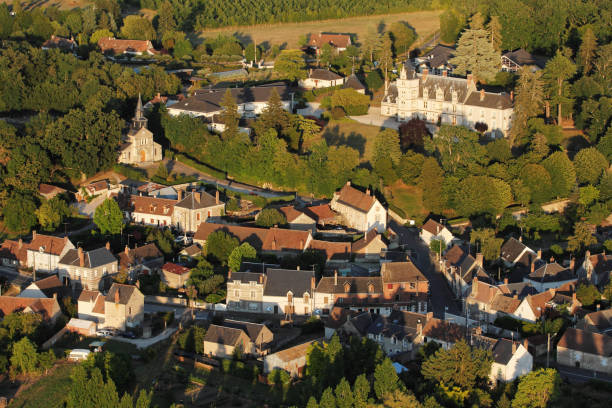 Aerial photo of Rilly-sur-Loire Aerial photo of Rilly-sur-Loire, 41150 Chaumont, Loir-et-cher, centre Val-de-Loire region, France, Europe loire valley stock pictures, royalty-free photos & images