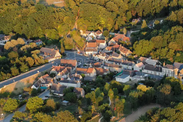 Aerial view of the village Chaumont-sur-Loire, Loire-et-Cher, centre region, France